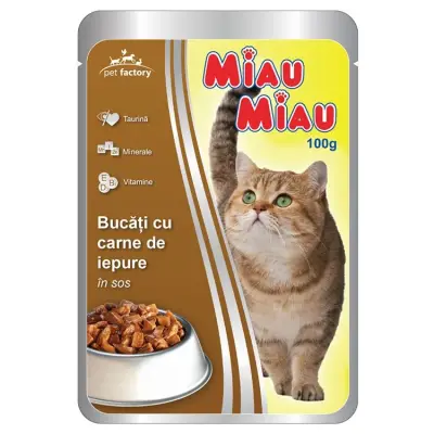 MIAU MIAU PLICURI CARNE IEPURE 100gr